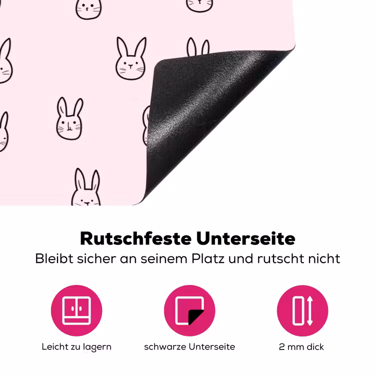 Konijnen - Minimalistisch - Roze Inductie beschermer vinyl 3mm klein 276 -zzzzzzz-lf-onderkant