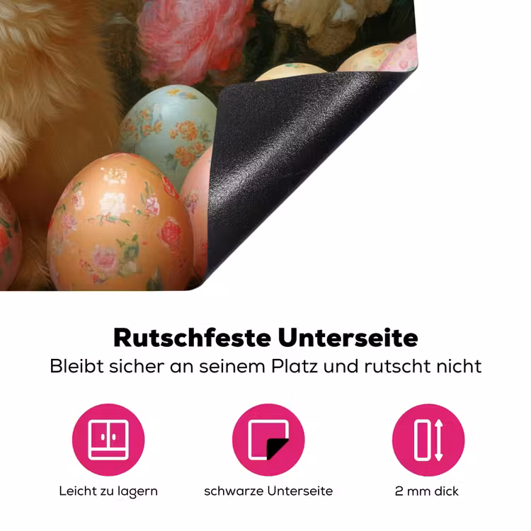Konijn - Paaseieren - Stilleven Inductie beschermer vinyl 3mm klein -zzzzzzz-lf-onderkant