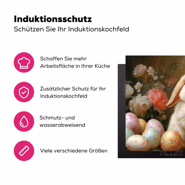 Konijn - Paaseieren - Stilleven Inductie beschermer vinyl 3mm klein -zzzzzzz-lf-ups