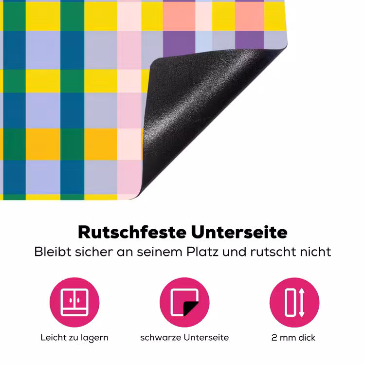 Ruit - Patroon - Kleurrijk Inductie beschermer vinyl 3mm klein 276 -zzzzzzz-lf-onderkant
