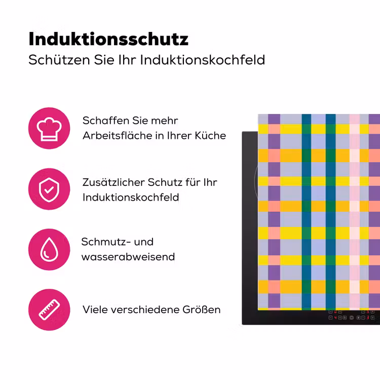 Ruit - Patroon - Kleurrijk Inductie beschermer vinyl 3mm klein 276 -zzzzzzz-lf-ups