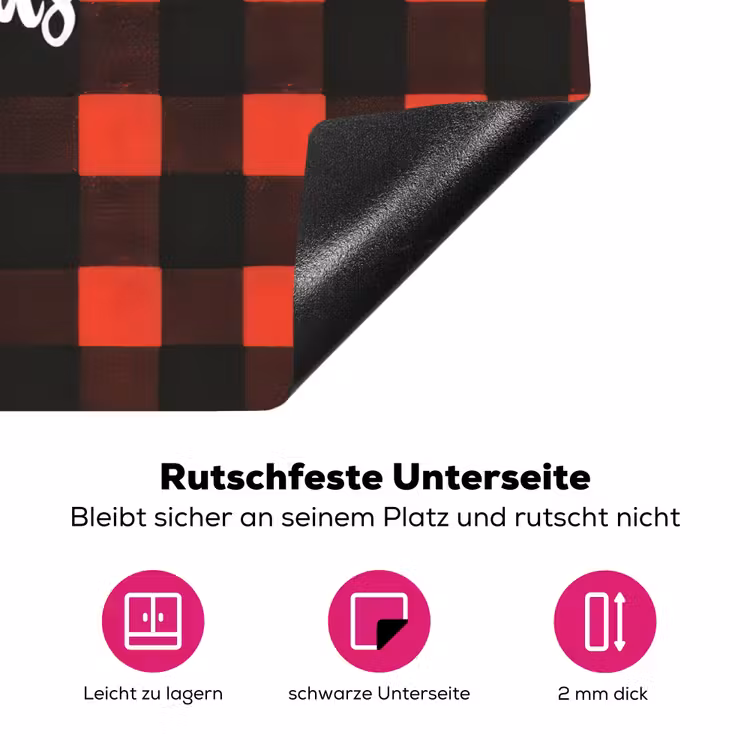 Geruit - Rood - Tekst - Christmas Inductie beschermer vinyl 3mm klein -zzzzzzz-lf-onderkant