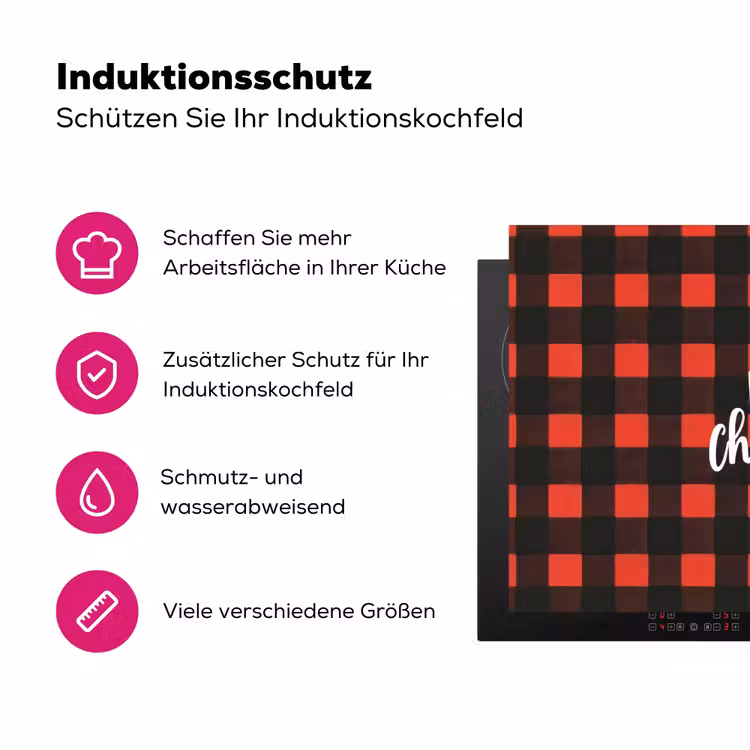 Geruit - Rood - Tekst - Christmas Inductie beschermer vinyl 3mm klein -zzzzzzz-lf-ups