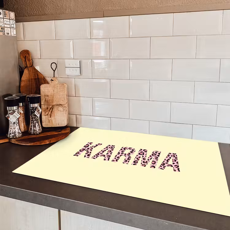Karma - Luipaardprint - Geel Inductie beschermer vinyl 3mm klein -sfeer3