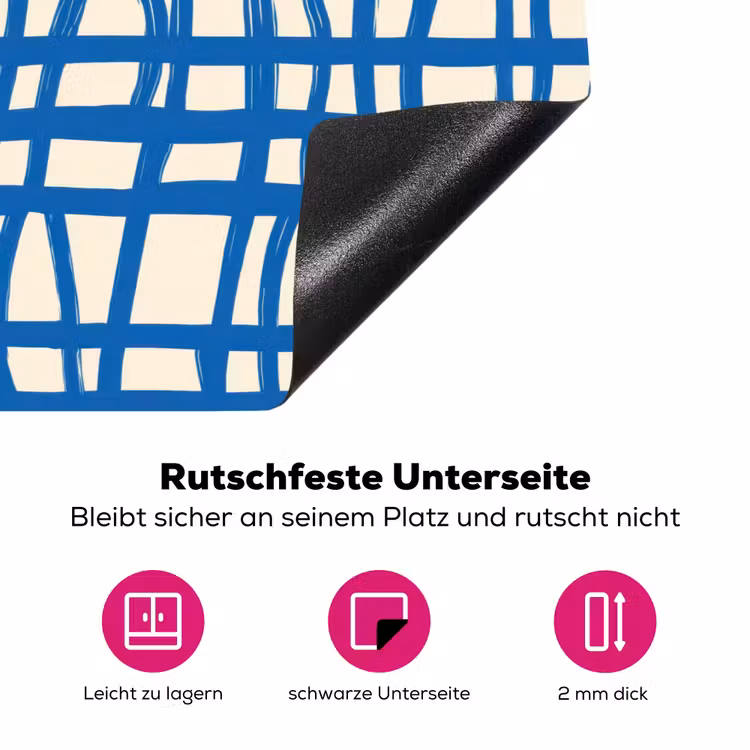 Ruitpatroon - Blauw - Crème Inductie beschermer vinyl 3mm klein 276 -zzzzzzz-lf-onderkant