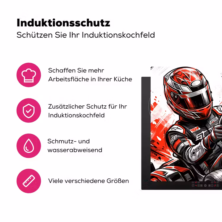 Kart - Coureur - Snelheid - Rood Inductie beschermer vinyl 3mm klein -zzzzzzz-lf-ups