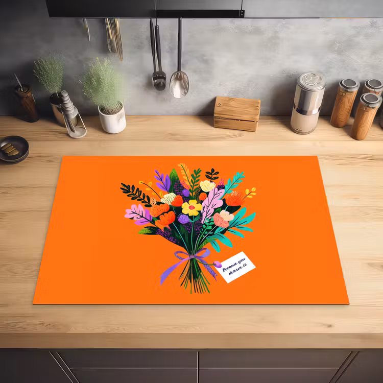 Kaartje - Boeket - Bloemen Inductie beschermer vinyl 3mm klein -sfeer5
