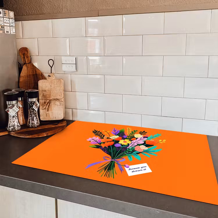 Kaartje - Boeket - Bloemen Inductie beschermer vinyl 3mm klein -sfeer3