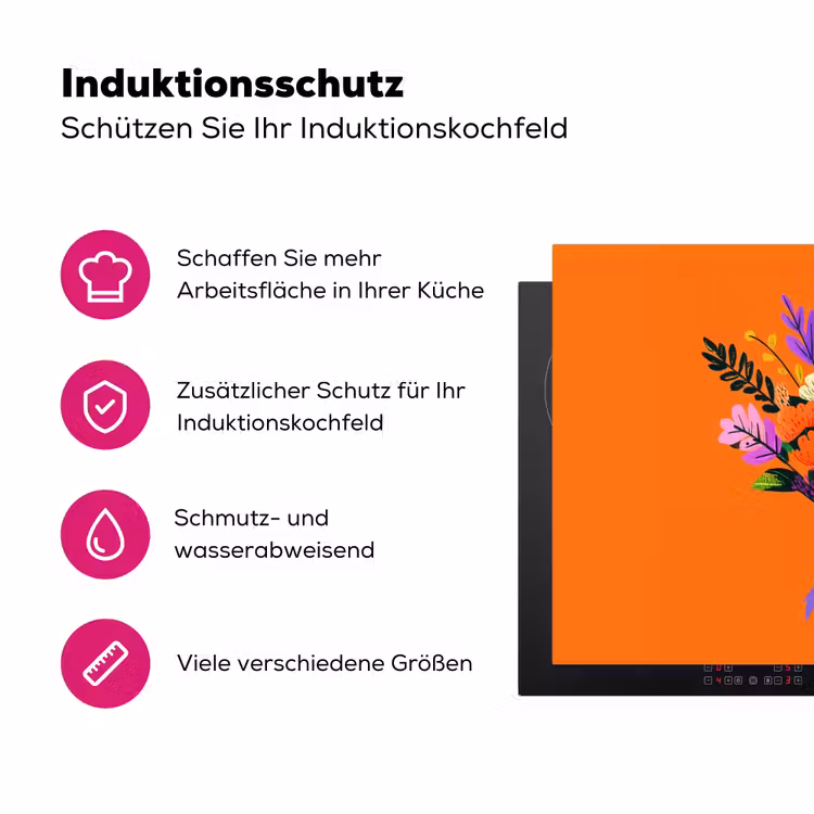 Kaartje - Boeket - Bloemen Inductie beschermer vinyl 3mm klein -zzzzzzz-lf-ups