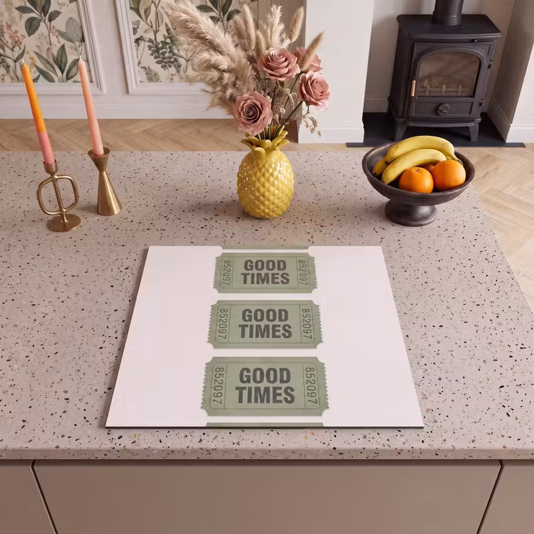 Kaartje - Vintage - Groen - Evenement - Collectie Inductie beschermer vinyl 3mm middel -sfeer3