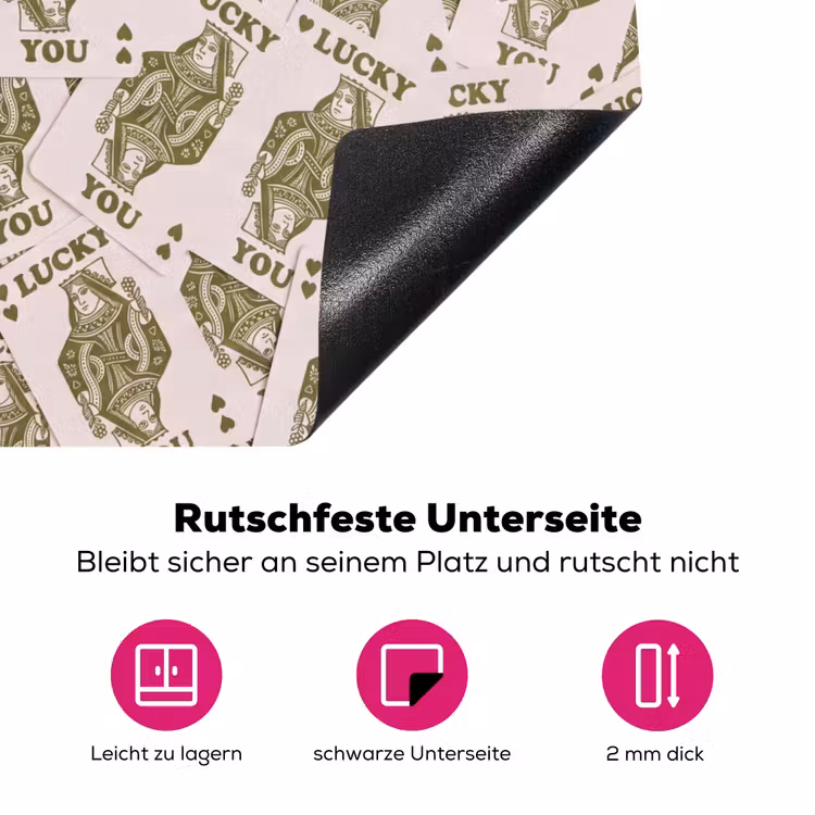 Kaarten - Koningin - Patroon - Groen - Spel Inductie beschermer vinyl 3mm middel -zzzzzzz-lf-onderkant