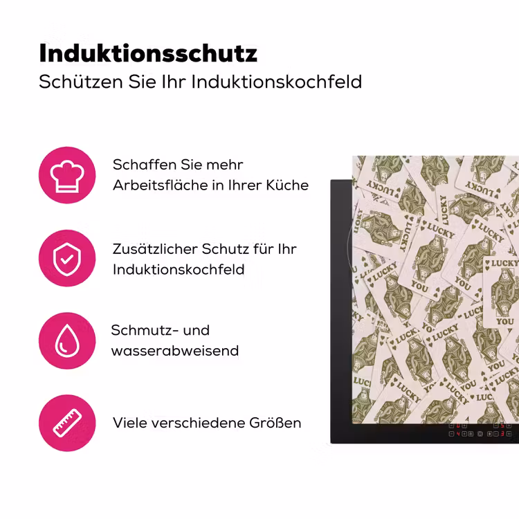 Kaarten - Koningin - Patroon - Groen - Spel Inductie beschermer vinyl 3mm middel -zzzzzzz-lf-ups
