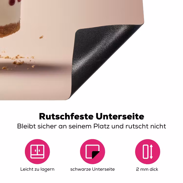 Cheesecake - Eten - Roze - Taart Inductie beschermer vinyl 3mm klein -zzzzzzz-lf-onderkant