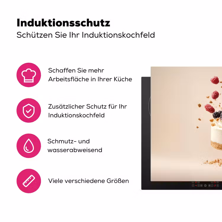 Cheesecake - Eten - Roze - Taart Inductie beschermer vinyl 3mm klein -zzzzzzz-lf-ups