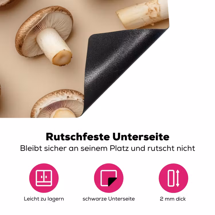 Kastanje Champignons - Beige Inductie beschermer vinyl 3mm klein -zzzzzzz-lf-onderkant