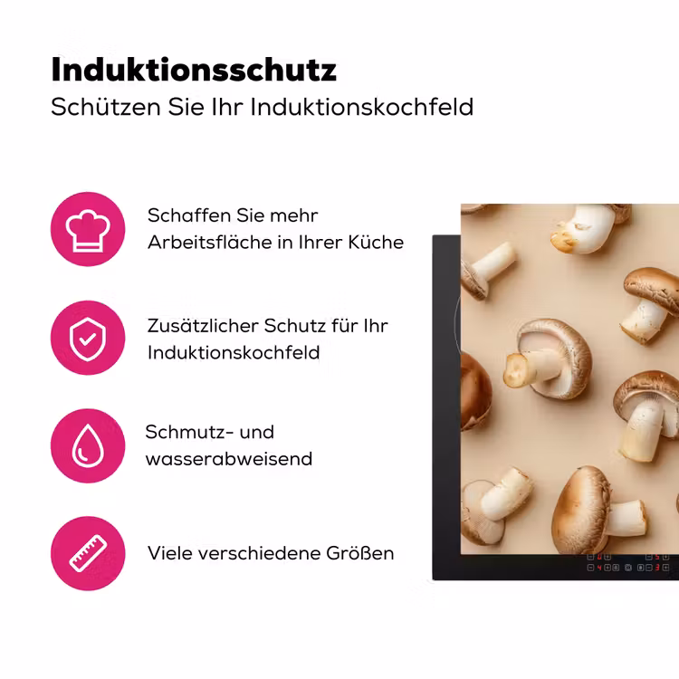 Kastanje Champignons - Beige Inductie beschermer vinyl 3mm klein -zzzzzzz-lf-ups