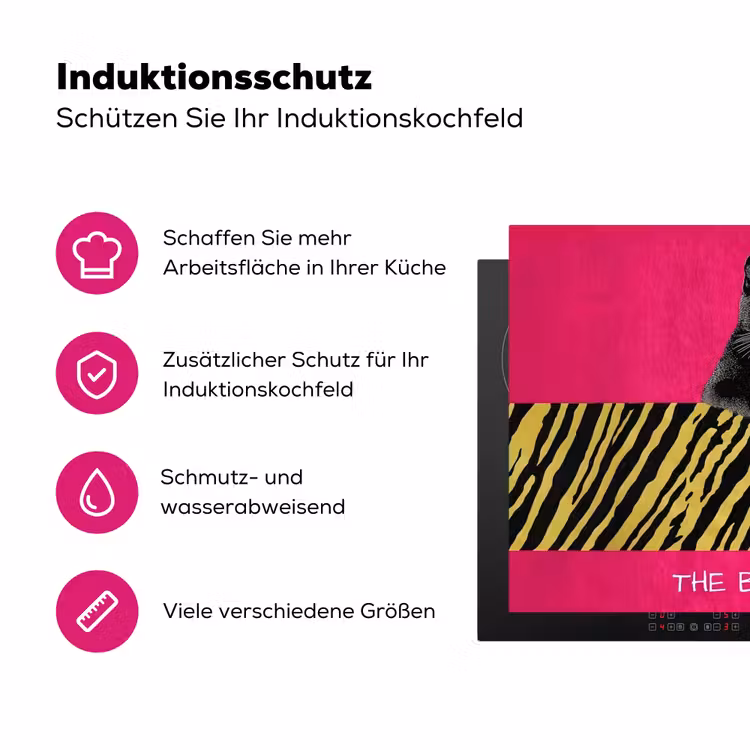Kat - Baas - Roze - Tijgerprint Inductie beschermer vinyl 3mm klein -zzzzzzz-lf-ups