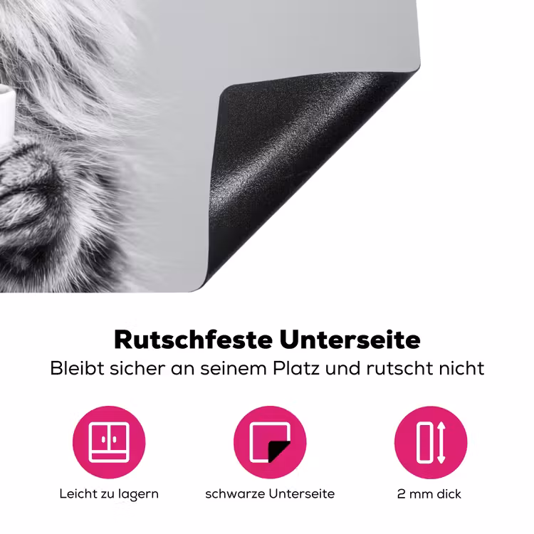 Kat - Bril - Mok - Pluizig Inductie beschermer vinyl 3mm klein -zzzzzzz-lf-onderkant