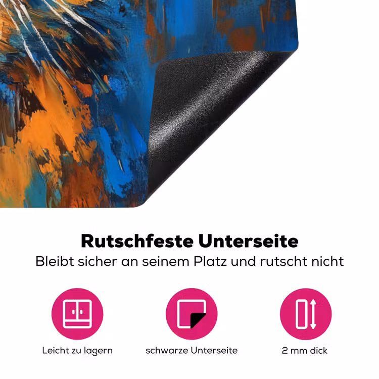 Kat - Kleurrijk - Oranje - Blauw Inductie beschermer vinyl 3mm klein -zzzzzzz-lf-onderkant