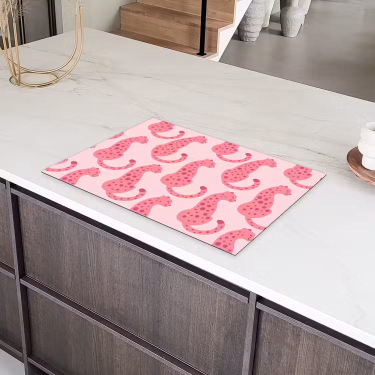 Kat - Gevlekt - Dieren - Patroon - Roze Inductie beschermer vinyl 3mm klein -sfeer8