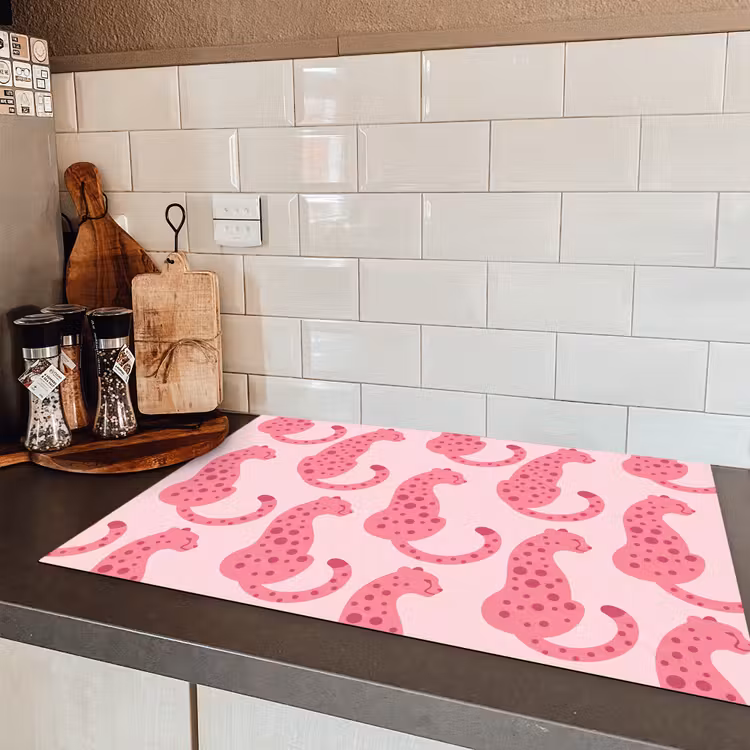 Kat - Gevlekt - Dieren - Patroon - Roze Inductie beschermer vinyl 3mm klein -sfeer3