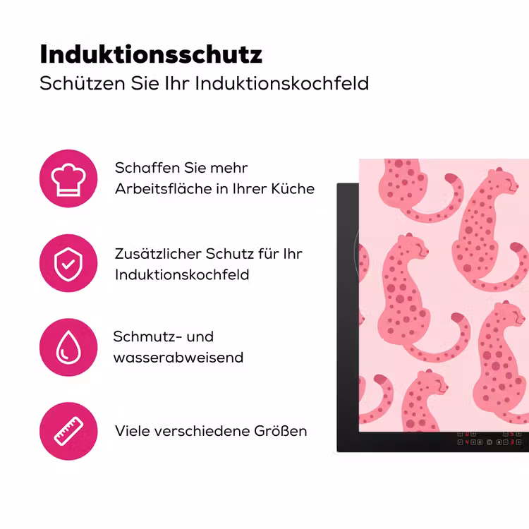 Kat - Gevlekt - Dieren - Patroon - Roze Inductie beschermer vinyl 3mm klein -zzzzzzz-lf-ups