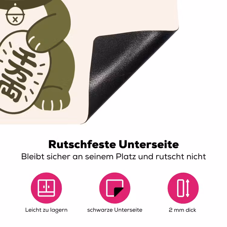 Kat - Geluk - Dieren - Modern - Groen Inductie beschermer vinyl 3mm middel -zzzzzzz-lf-onderkant