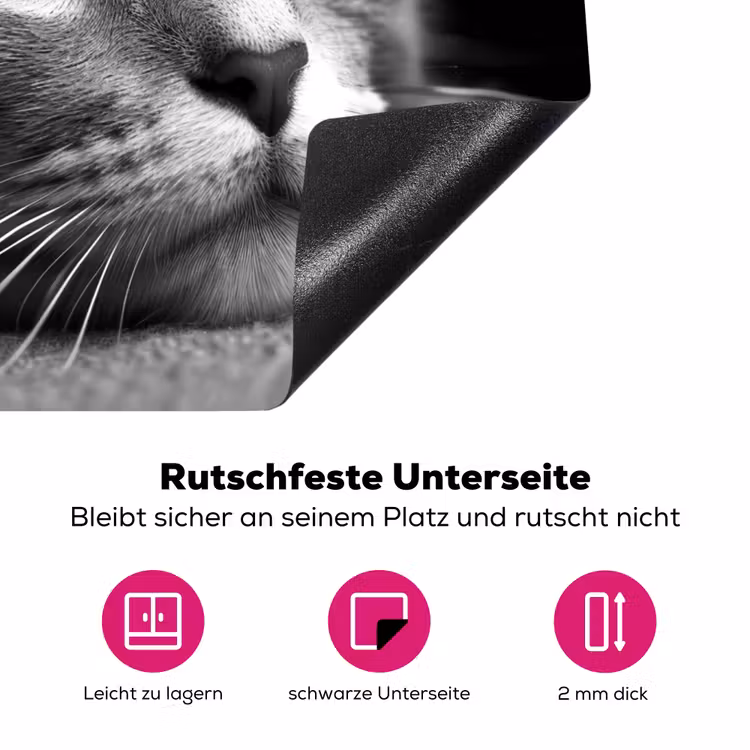 Kat - Grijs - Dieren - Poes Inductie beschermer vinyl 3mm middel -zzzzzzz-lf-onderkant