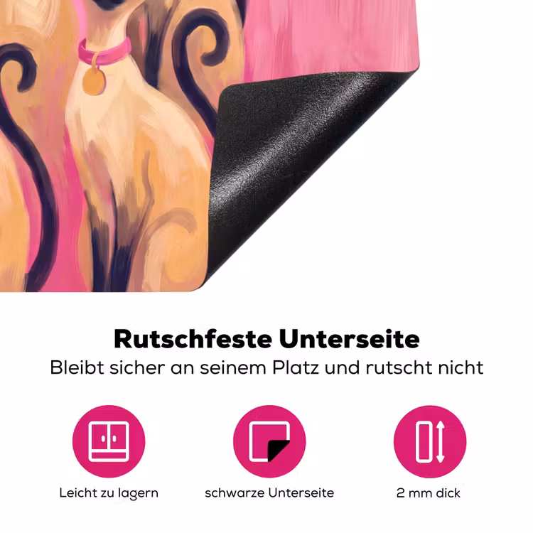 Kat - Groep - Dieren - Modern - Roze Inductie beschermer vinyl 3mm middel -zzzzzzz-lf-onderkant