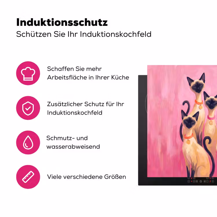 Kat - Groep - Dieren - Modern - Roze Inductie beschermer vinyl 3mm middel -zzzzzzz-lf-ups