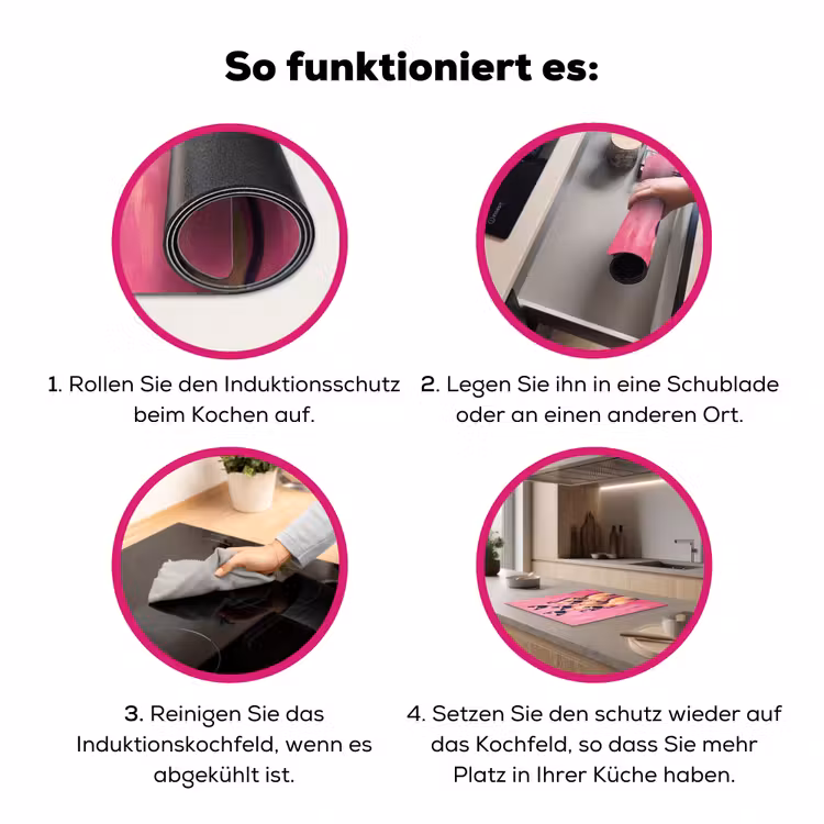 Kat - Groep - Dieren - Modern - Roze Inductie beschermer vinyl 3mm middel -zzzzzzz-lf-werking