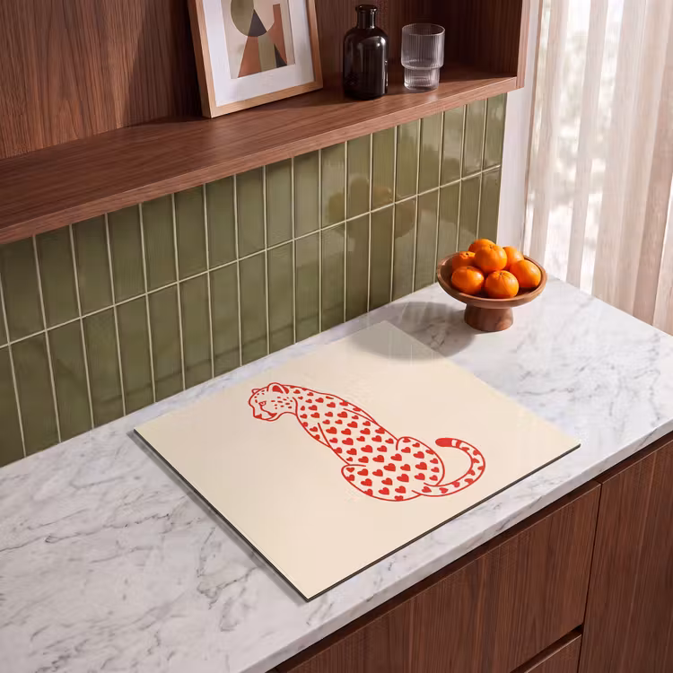 Kat - Harten - Dieren - Modern - Rood Inductie beschermer vinyl 3mm middel -sfeer8
