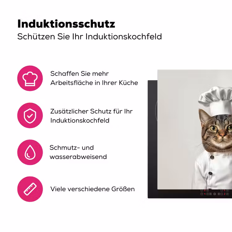 Kat - Hond - Kokskleding Inductie beschermer vinyl 3mm klein -zzzzzzz-lf-ups