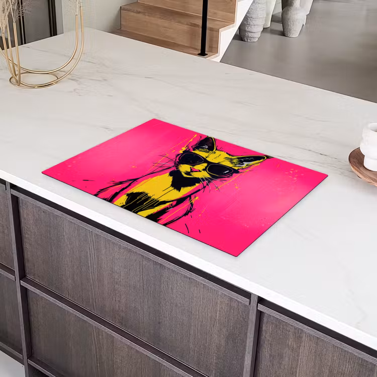 Kat - Art - Zonnebril - Roze Inductie beschermer vinyl 3mm klein -sfeer8