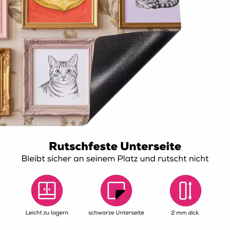 Kat - Portret - Dieren - Illustratie - Lijst Inductie beschermer vinyl 3mm klein -zzzzzzz-lf-onderkant