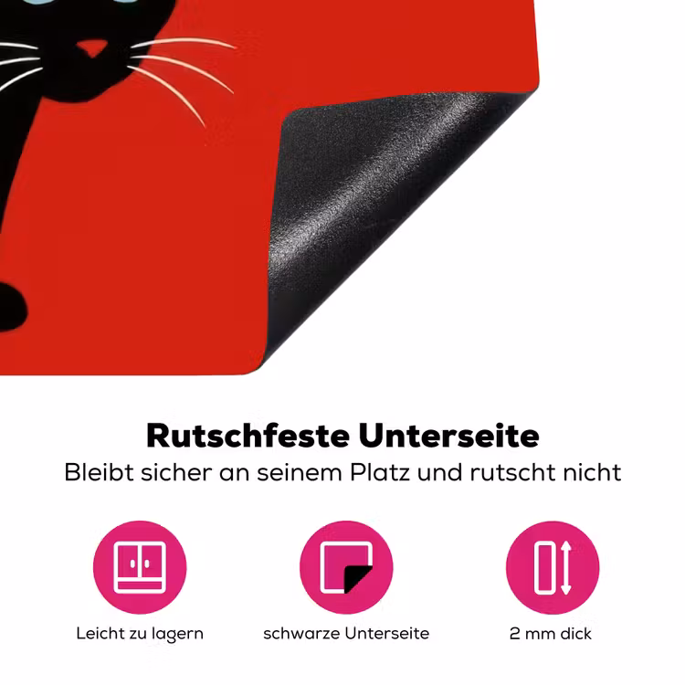 Kat - Zwart - Staart Inductie beschermer vinyl 3mm klein -zzzzzzz-lf-onderkant