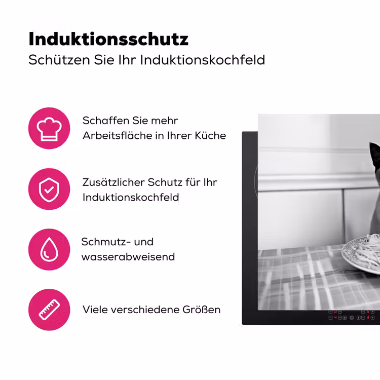 Kat - Siamees - Zwart Wit - Schattig - Dieren Inductie beschermer vinyl 3mm klein -zzzzzzz-lf-ups
