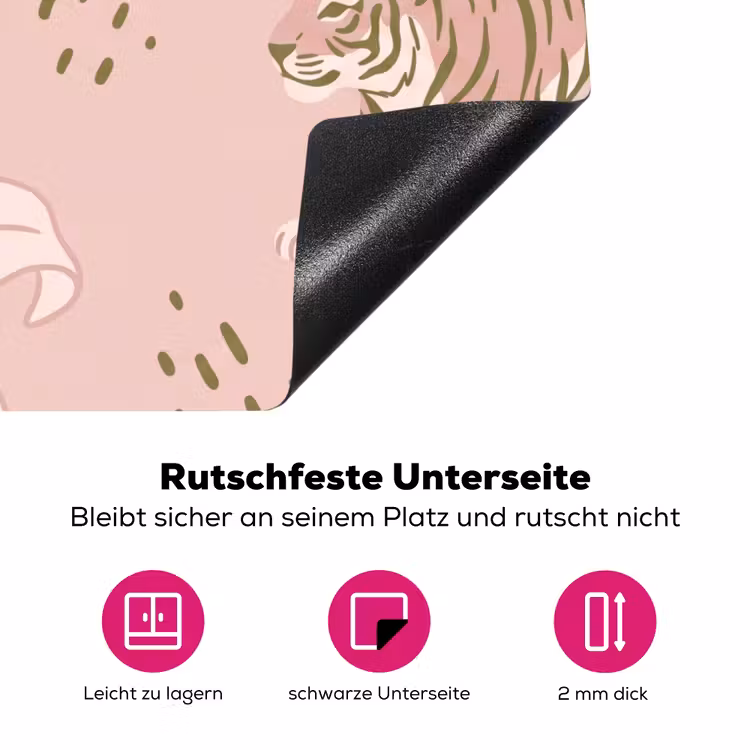 Kat - Springend - Bloemen - Abstract - Roze Inductie beschermer vinyl 3mm middel -zzzzzzz-lf-onderkant