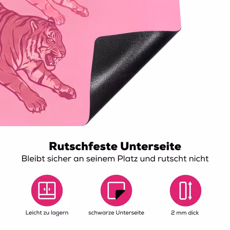Kat - Springend - Dieren - Roze - Modern Inductie beschermer vinyl 3mm middel -zzzzzzz-lf-onderkant