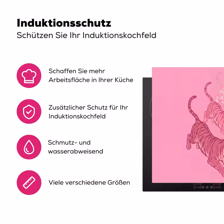 Kat - Springend - Dieren - Roze - Modern Inductie beschermer vinyl 3mm middel -zzzzzzz-lf-ups