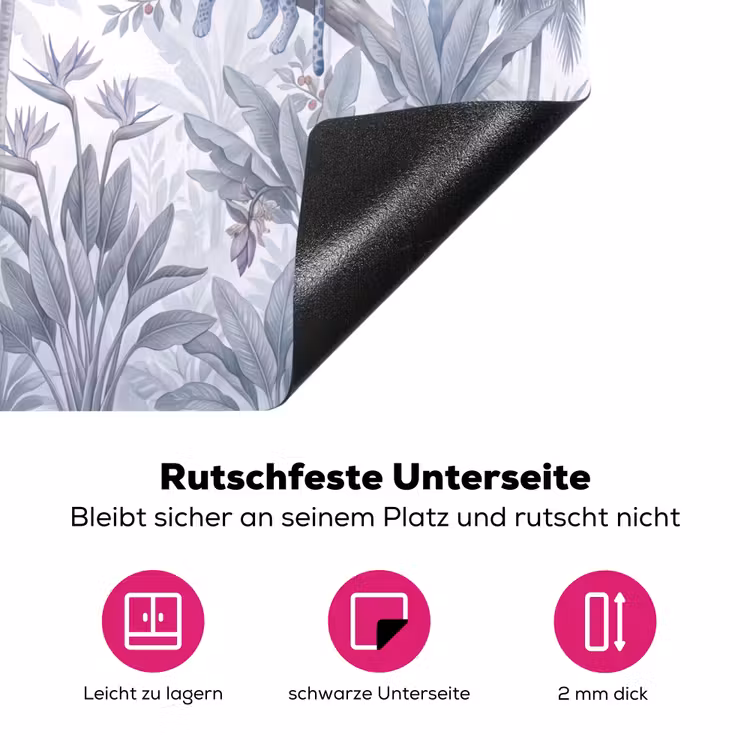 Kat - Tropisch bos - Modern - Grijs Inductie beschermer vinyl 3mm middel -zzzzzzz-lf-onderkant