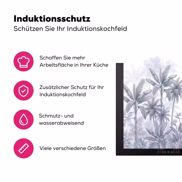 Kat - Tropisch bos - Modern - Grijs Inductie beschermer vinyl 3mm middel -zzzzzzz-lf-ups