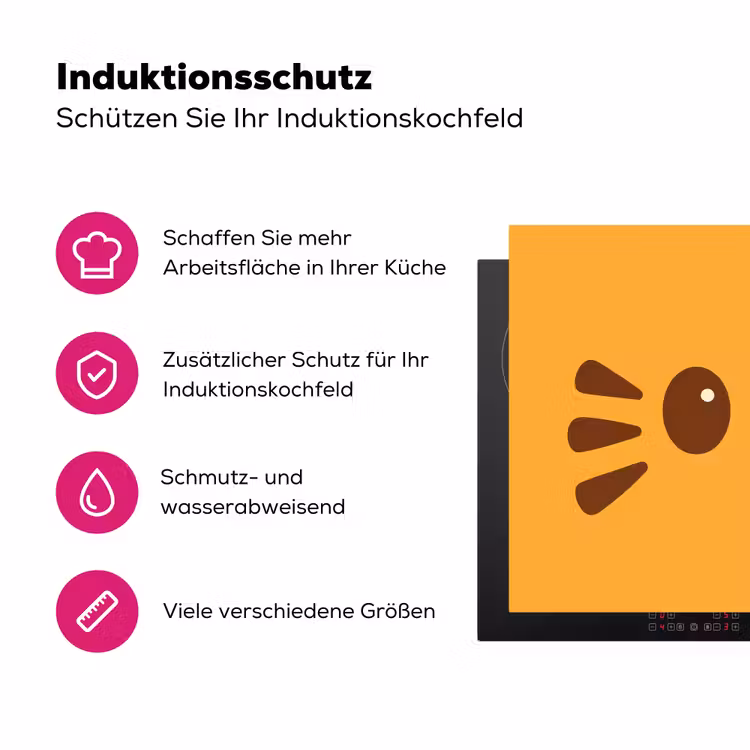 Kat - Simplistisch - Oranje - Vrolijk Inductie beschermer vinyl 3mm klein -zzzzzzz-lf-ups