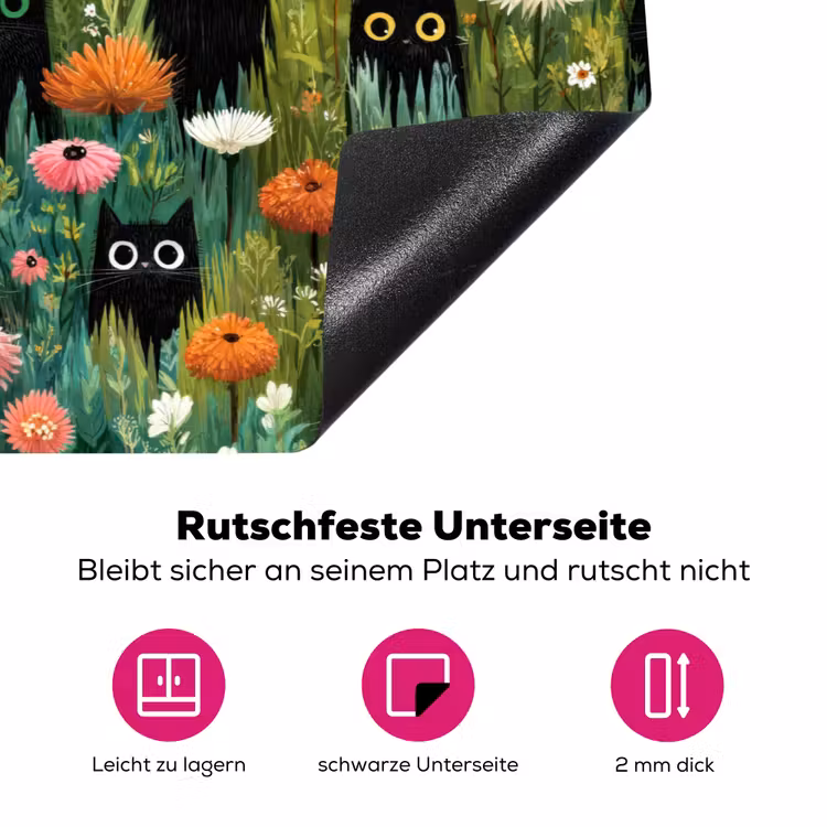 Katten - Bloemen - Kleurrijk Inductie beschermer vinyl 3mm klein 276 -zzzzzzz-lf-onderkant