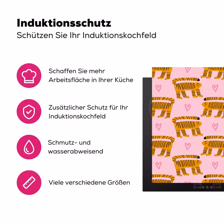 Katten - Roze - Hartjes Inductie beschermer vinyl 3mm klein 276 -zzzzzzz-lf-ups