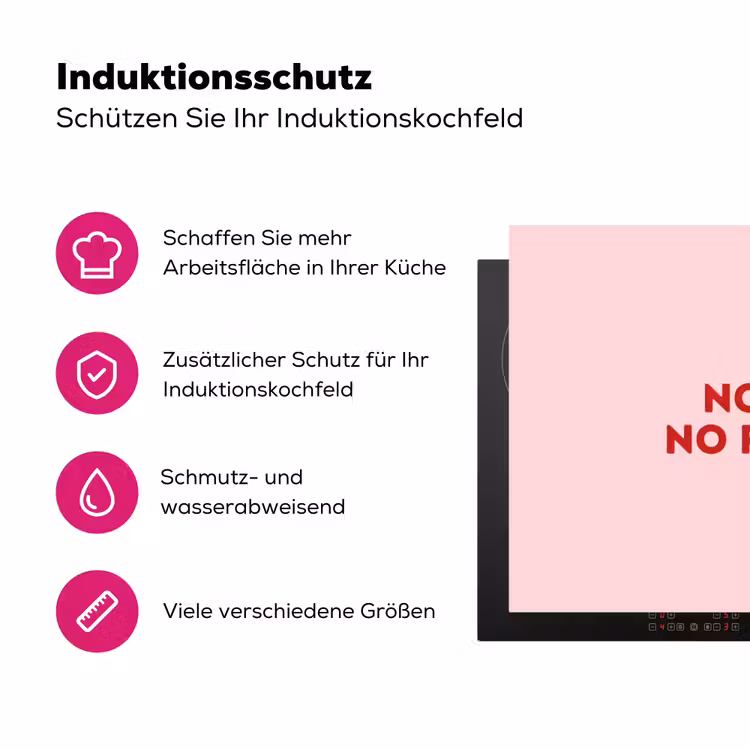 No rain no flowers - Minimalistisch - Roze - Bloem Inductie beschermer vinyl 3mm klein -zzzzzzz-lf-ups
