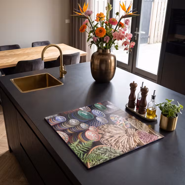 Herdabdeckplatte - Keramik – Orientalisch – Farbenfroh - Aardewerk - Oosters - Kleurrijk Inductie beschermer vinyl 3mm middel