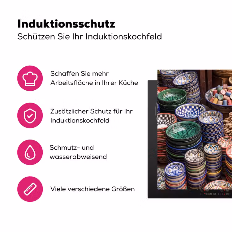 Herdabdeckplatte - Keramik – Orientalisch – Farbenfroh - Aardewerk - Oosters - Kleurrijk Inductie beschermer vinyl 3mm middel