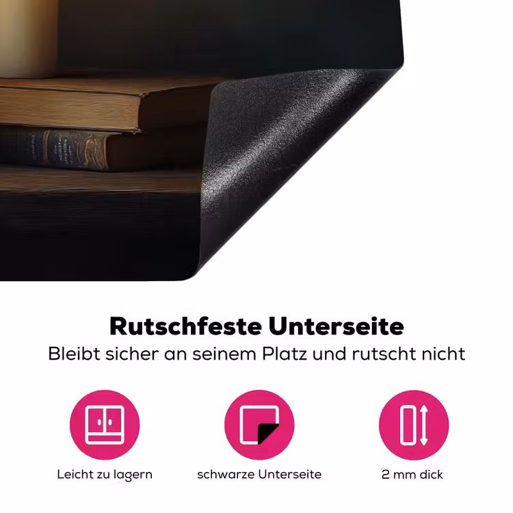 Kaarsen - Stilleven - Rustiek - Boeken Inductie beschermer vinyl 3mm klein -zzzzzzz-lf-onderkant