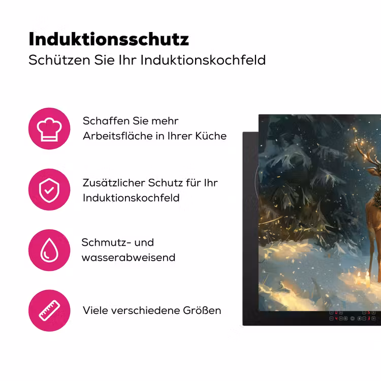 Dennensprookje - Rendier - Nacht Inductie beschermer vinyl 3mm klein -zzzzzzz-lf-ups
